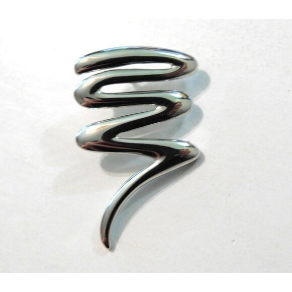 Squiggly Silver Line Metal Lapel Pin Vintage Secure Backing 1.5 Inch - Picture 2 of 5